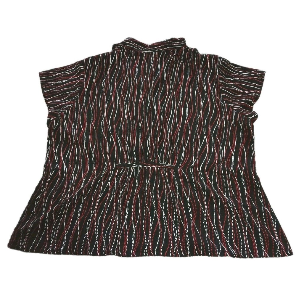 COVINGTON Womens 16/18W Career Casual Dots Stripes Button Short Sleeve Black Top - Picture 3 of 6
